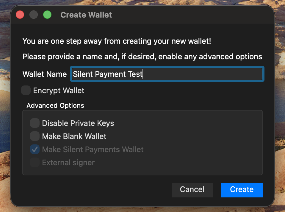 Create New Wallet