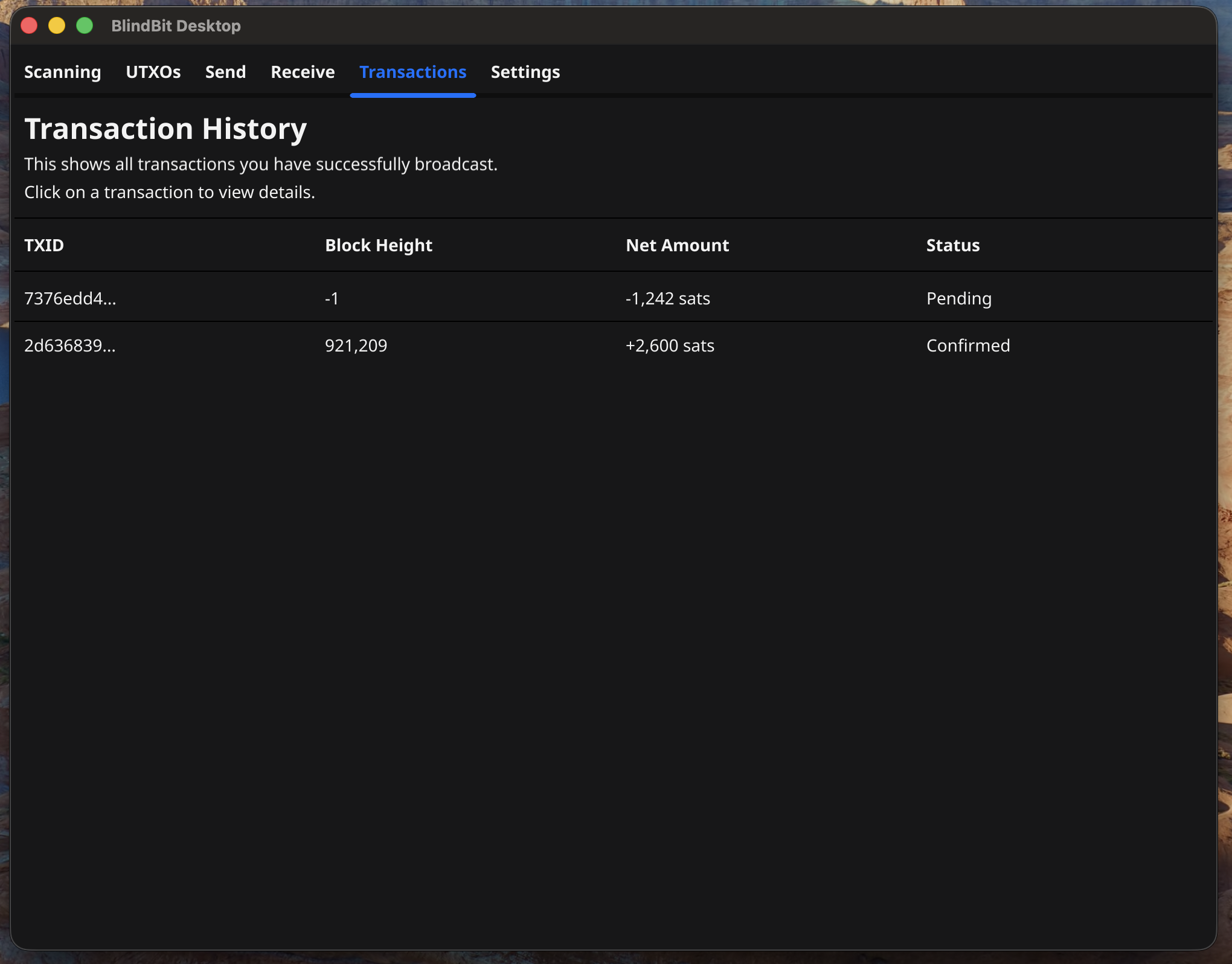 Pending Transactions